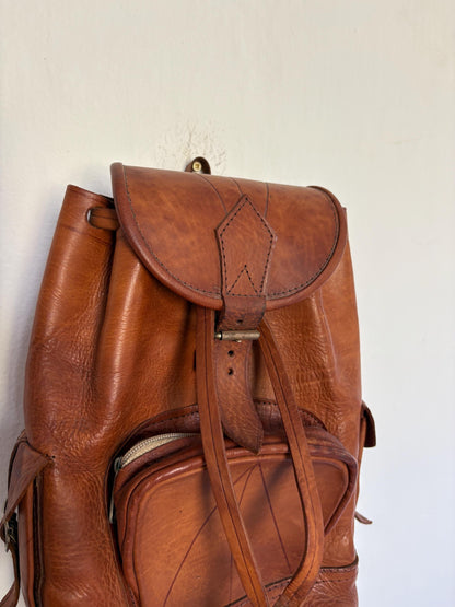Vintage Brown Leather Bohemian Backpack — additional view 10