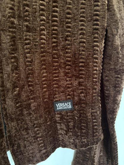 Vintage Versace Brown Zip Jacket With Leopard Collar — additional view 10