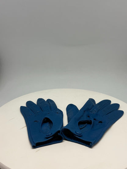 Vintage Blue Leather Driving Gloves — additional view 5