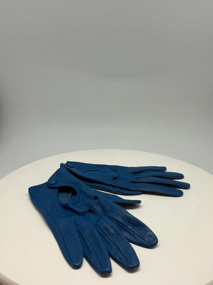 Vintage Blue Leather Driving Gloves — additional view 6
