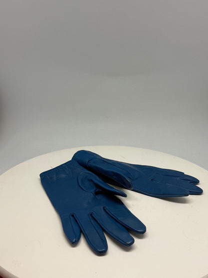 Vintage Blue Leather Driving Gloves — additional view 13