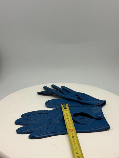 Vintage Blue Leather Driving Gloves — additional view 10