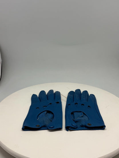 Vintage Blue Leather Driving Gloves — additional view 14