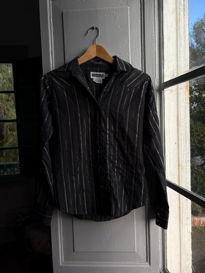 Vintage Western Black Blouse With Glitter Stripe — additional view 11