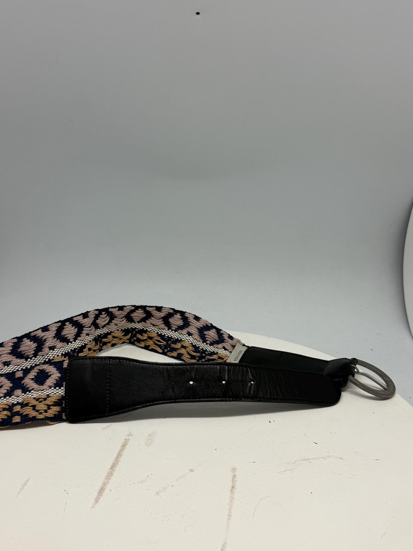 Boho Woven Fabric Belt In Blue Beige — additional view 7