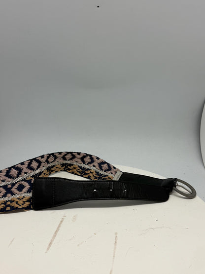 Boho Woven Fabric Belt In Blue Beige — additional view 7
