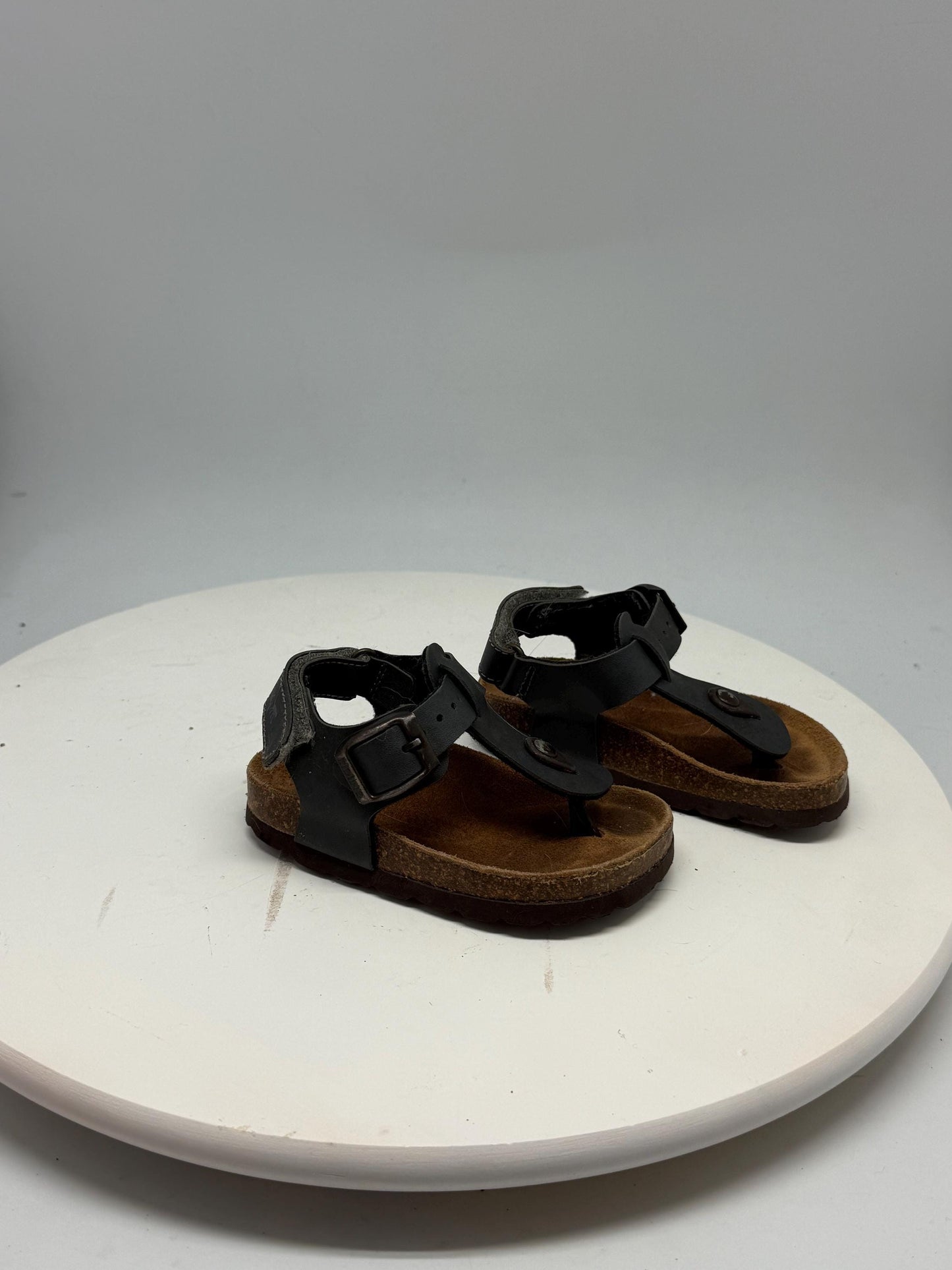 Vintage Black Leather Toddler Sandals — back view