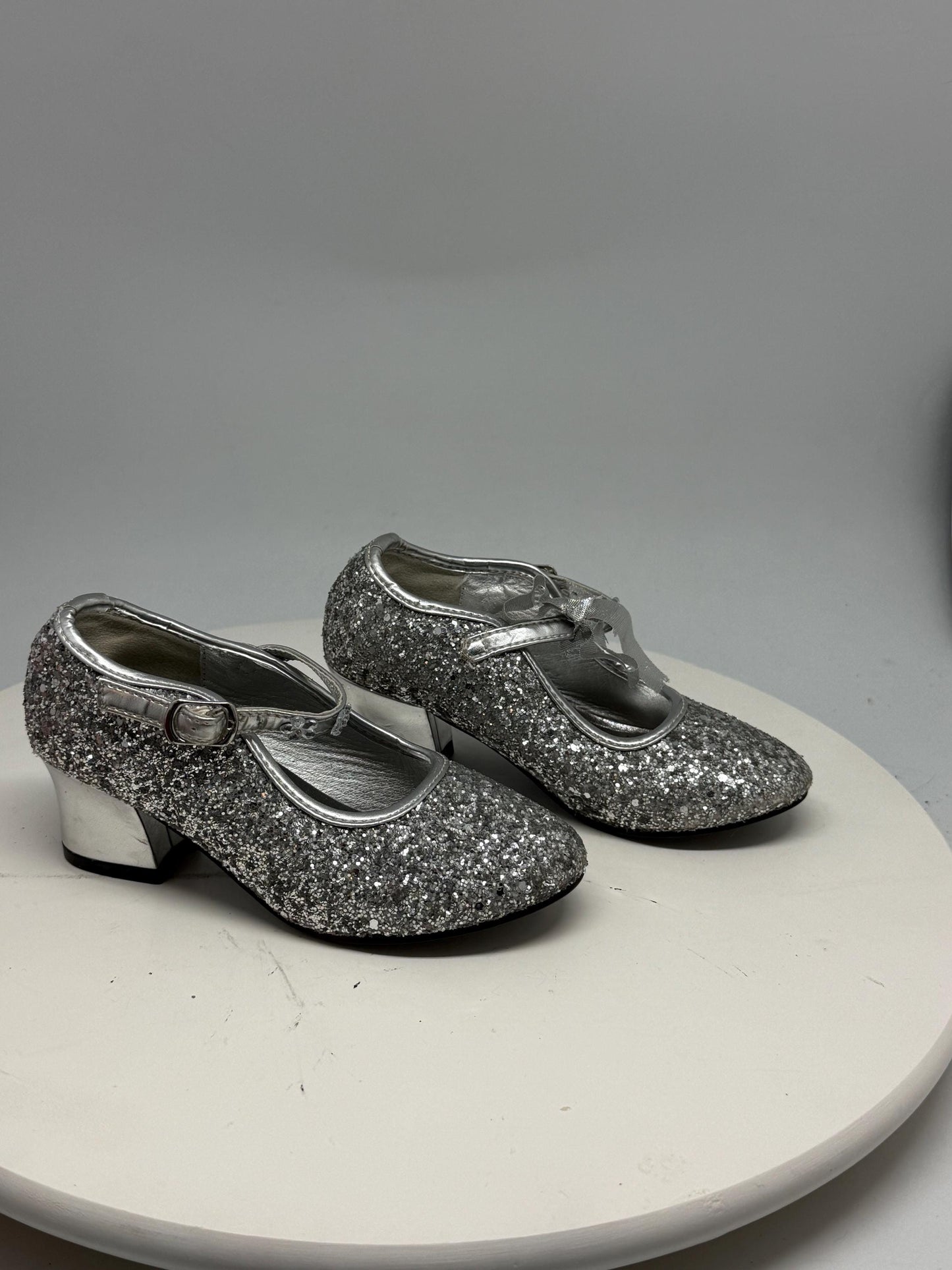 Silver Glitter Mary Jane Shoes For Kids — back view