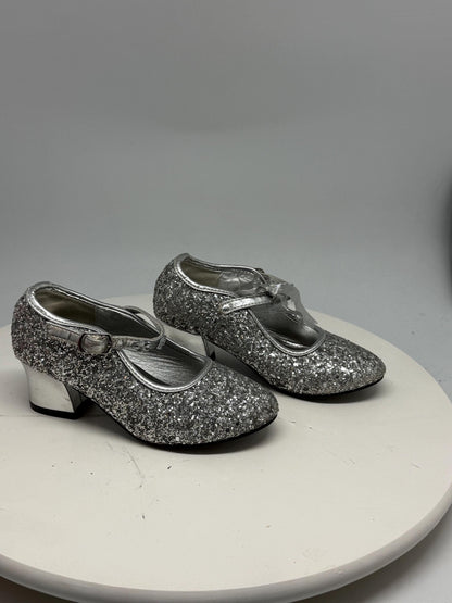 Silver Glitter Mary Jane Shoes For Kids — back view