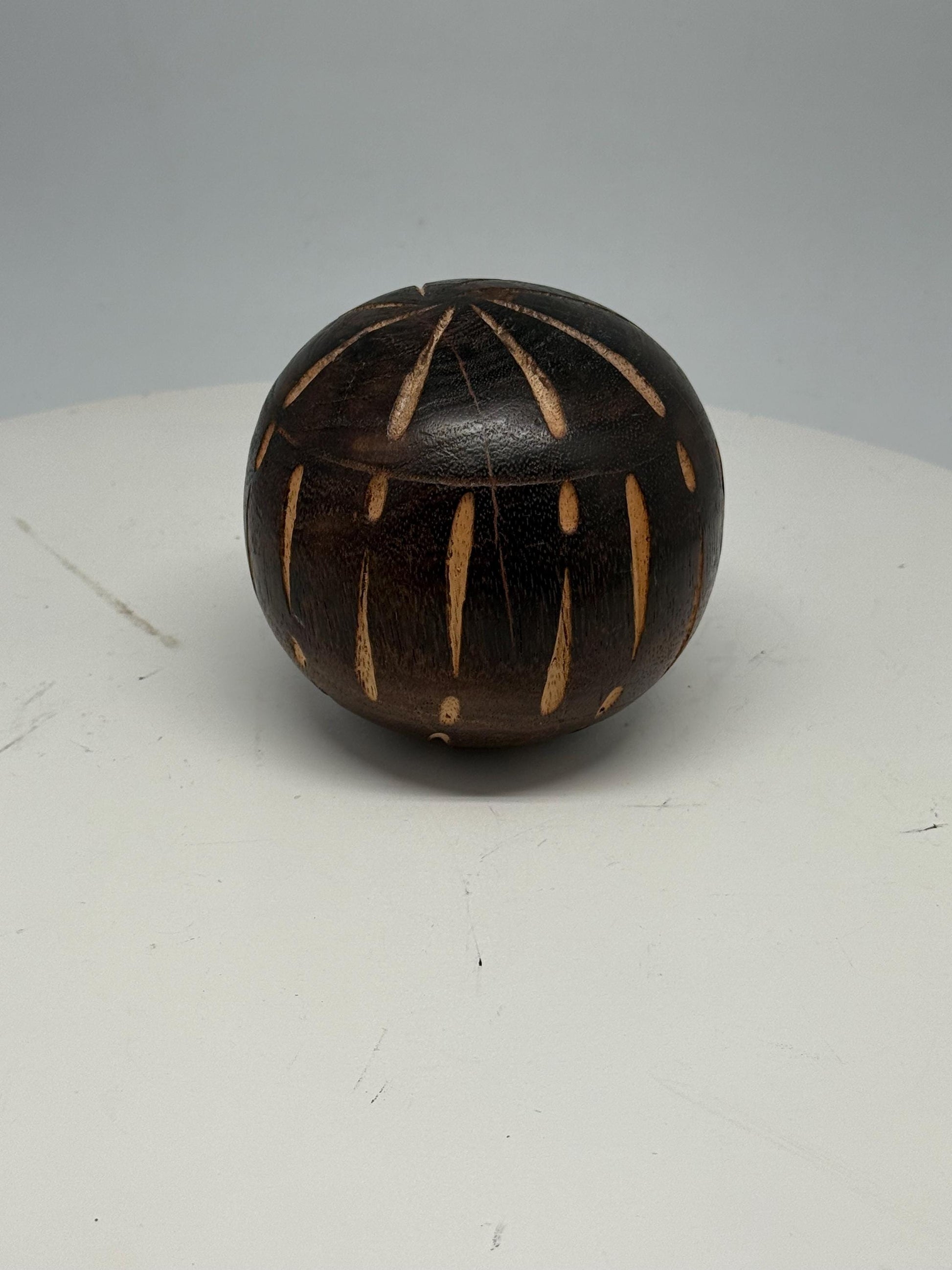 Vintage 70s Hand-Carved Wooden Ball — additional view 5