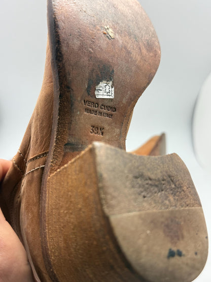 Tan Leather Vintage 70s Block Heel Booties — additional view 10