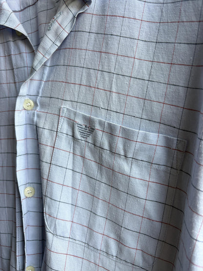 Emporio Armani Light Blue Plaid Cotton Shirt — additional view 6