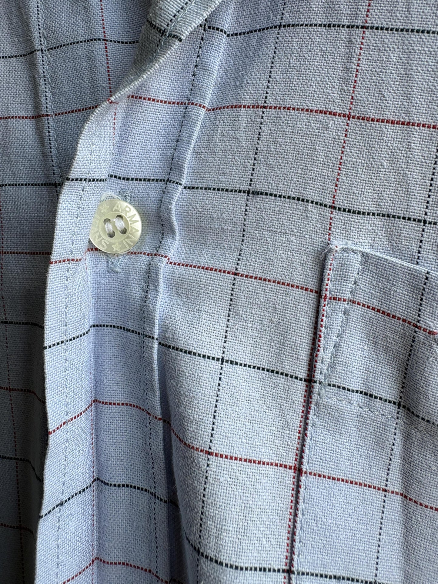 Emporio Armani Light Blue Plaid Cotton Shirt — additional view 11