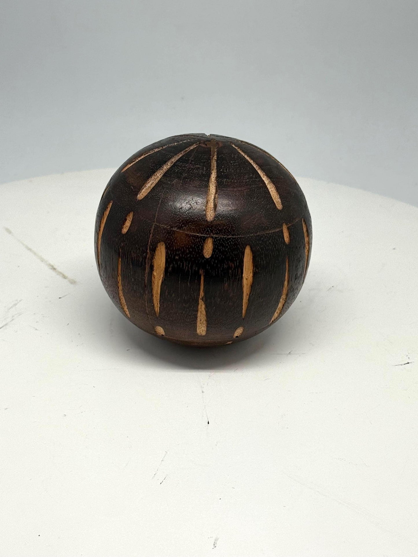 Vintage 70s Hand-Carved Wooden Ball