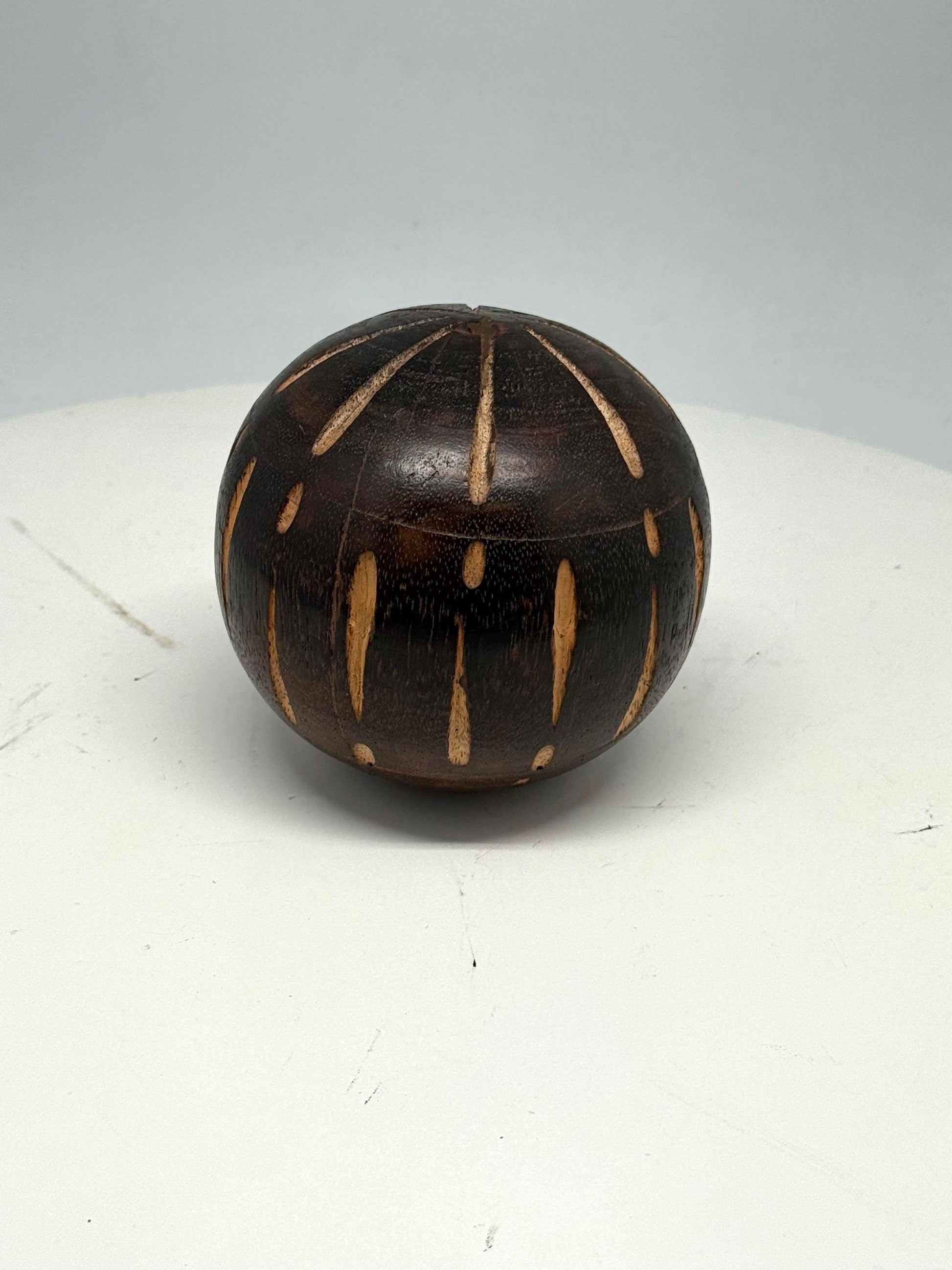 Vintage 70s Hand-Carved Wooden Ball