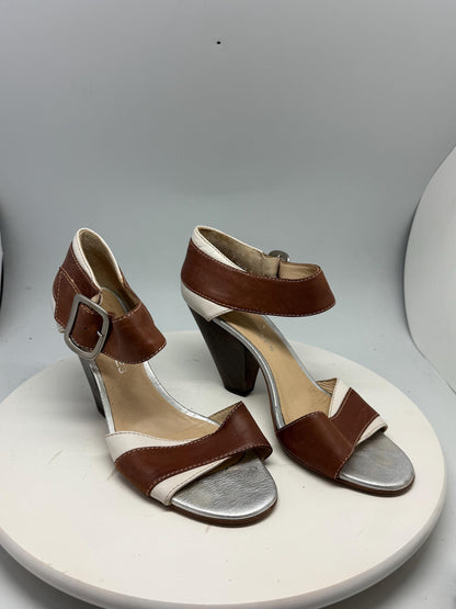 Pedro Miralles Brown and White High Heels — detail
