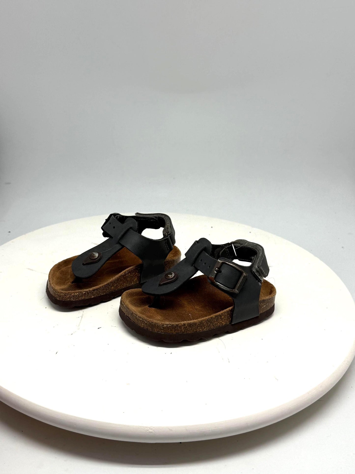 Vintage Black Leather Toddler Sandals