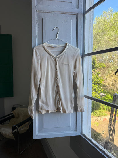 Adolfo Dominguez White Minimalist Blouse — fabric close-up