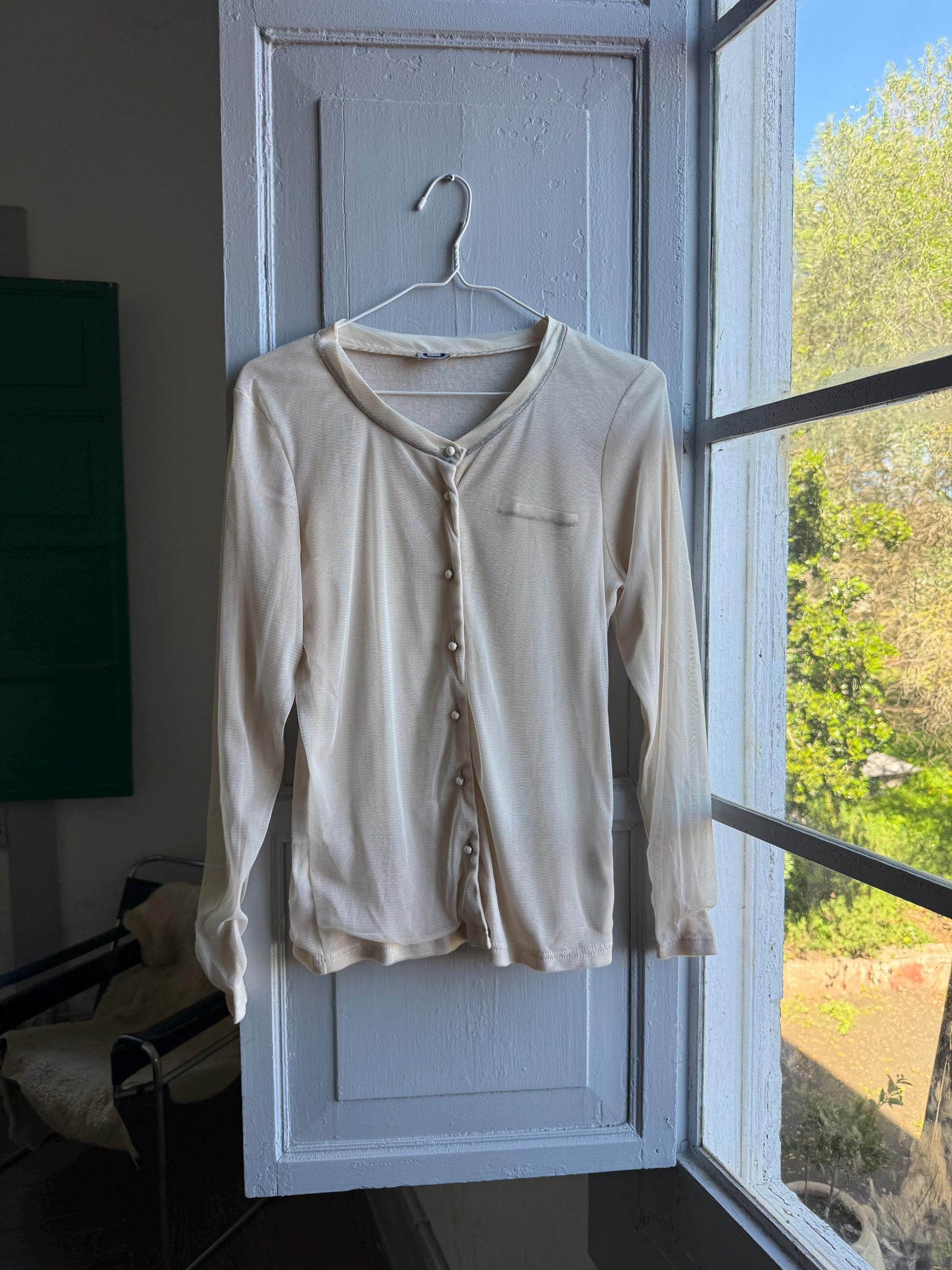 Adolfo Dominguez white blouse, minimalist chic spanish designer wear, L