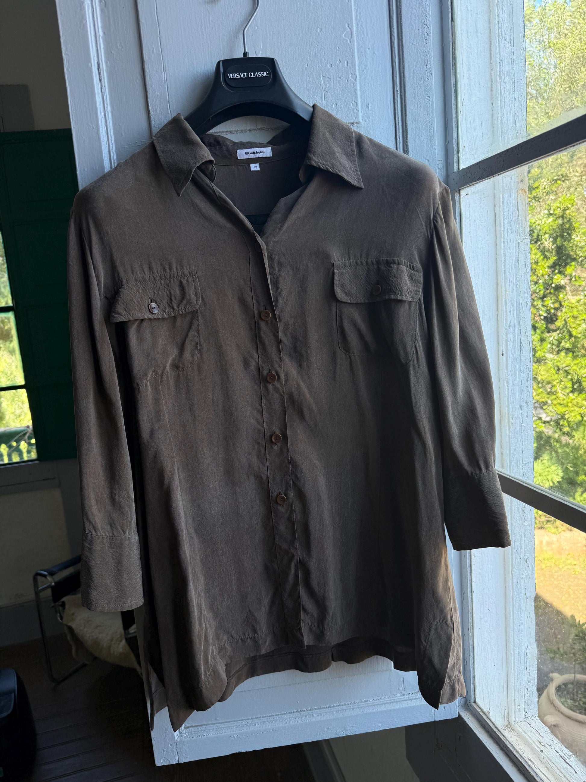 Vintage Chocolate Brown Cupro Blouse — additional view 11