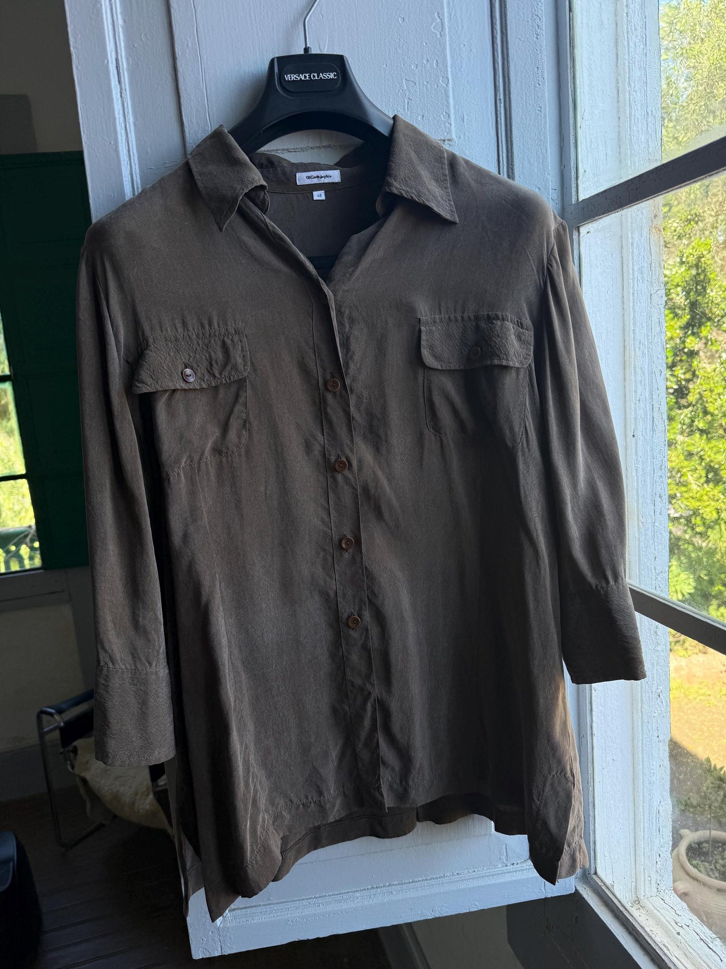Vintage Chocolate Brown Cupro Blouse — additional view 12