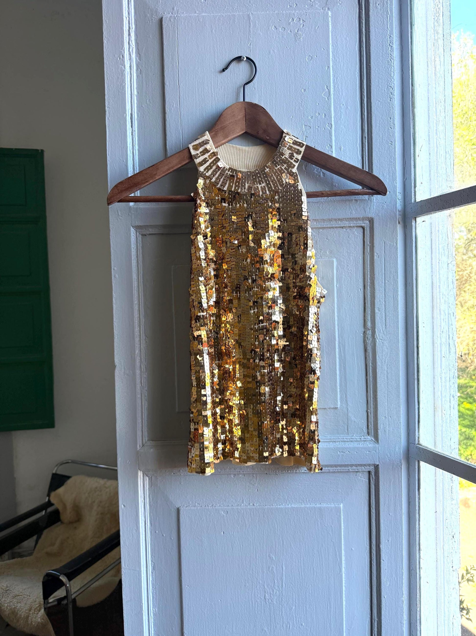 Gold Sequin Halter Neck Top