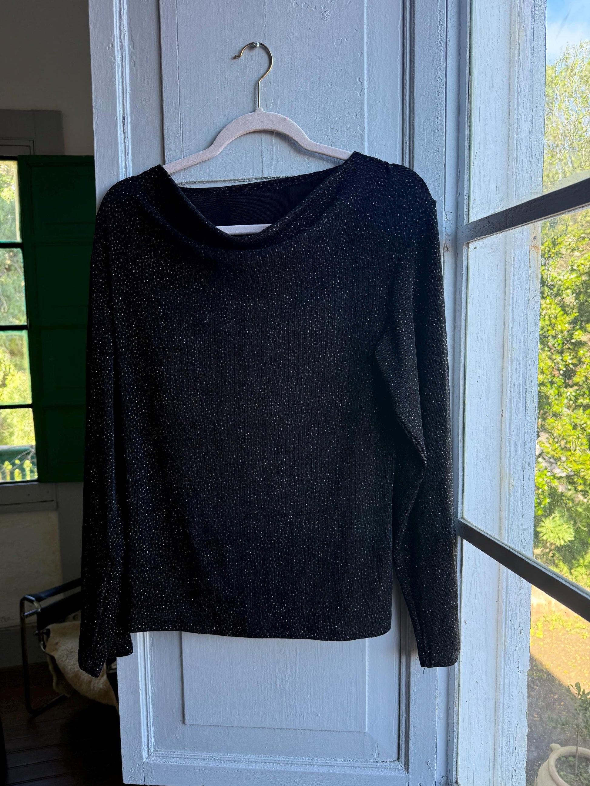 Vintage Black Sparkly Disco Shirt