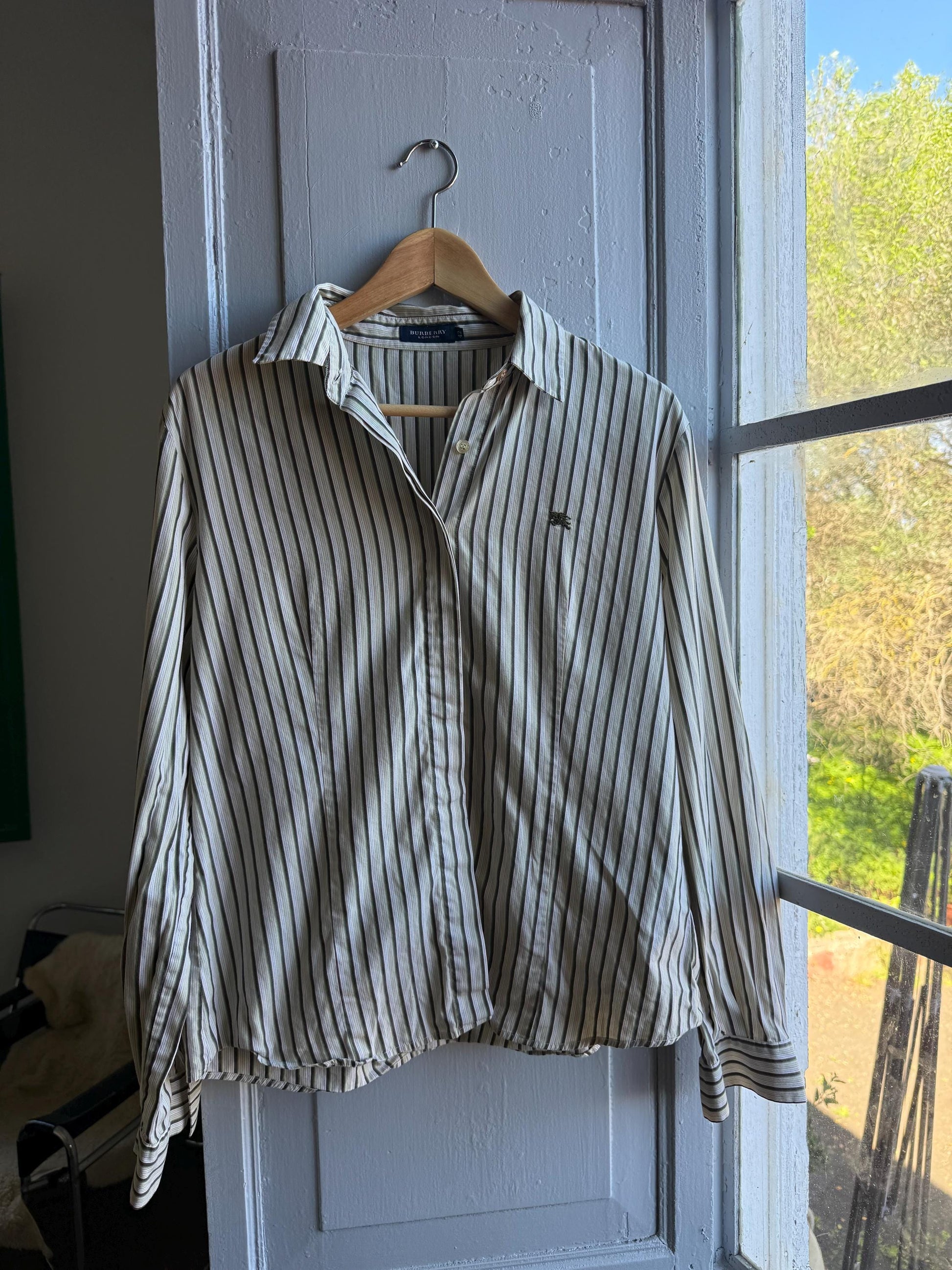 Vintage Burberry Striped Cotton Blouse — detail