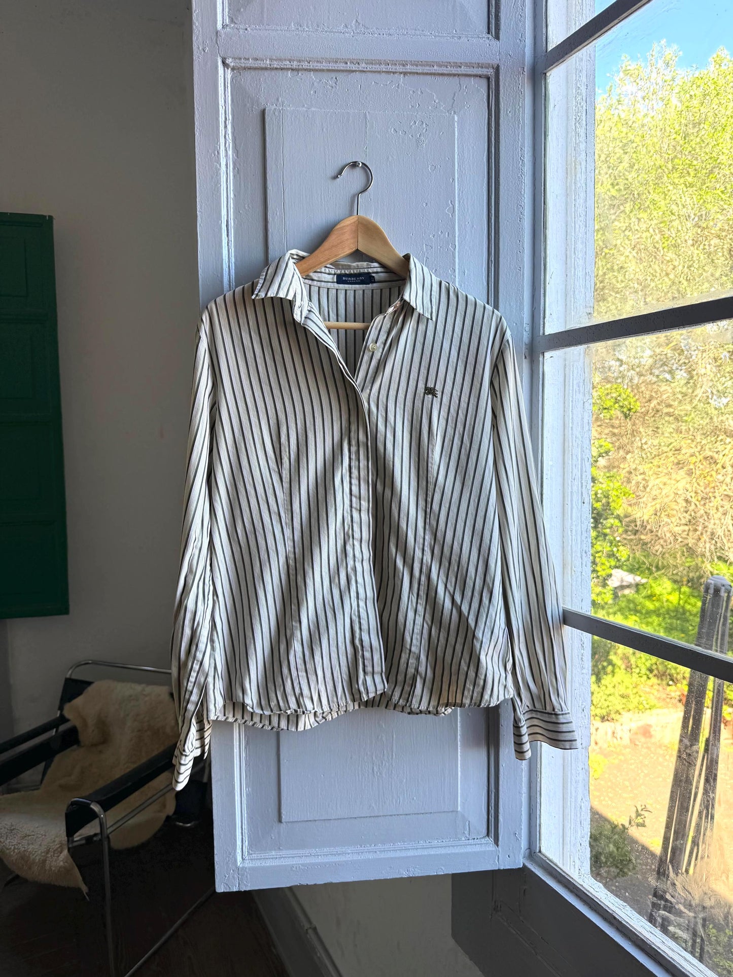 Vintage Burberry Striped Cotton Blouse