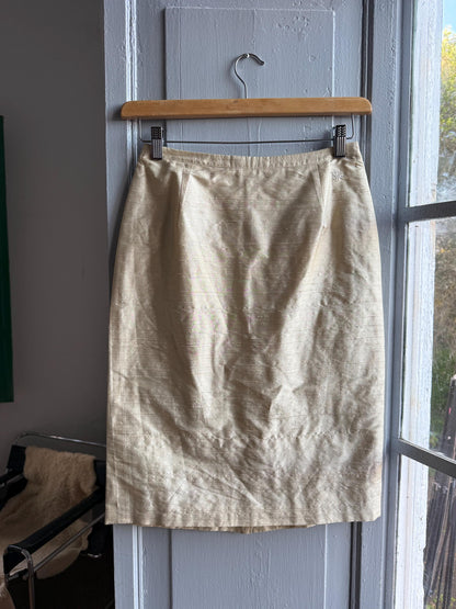 Vintage Burberry Silk Champagne Pencil Skirt — additional view 11