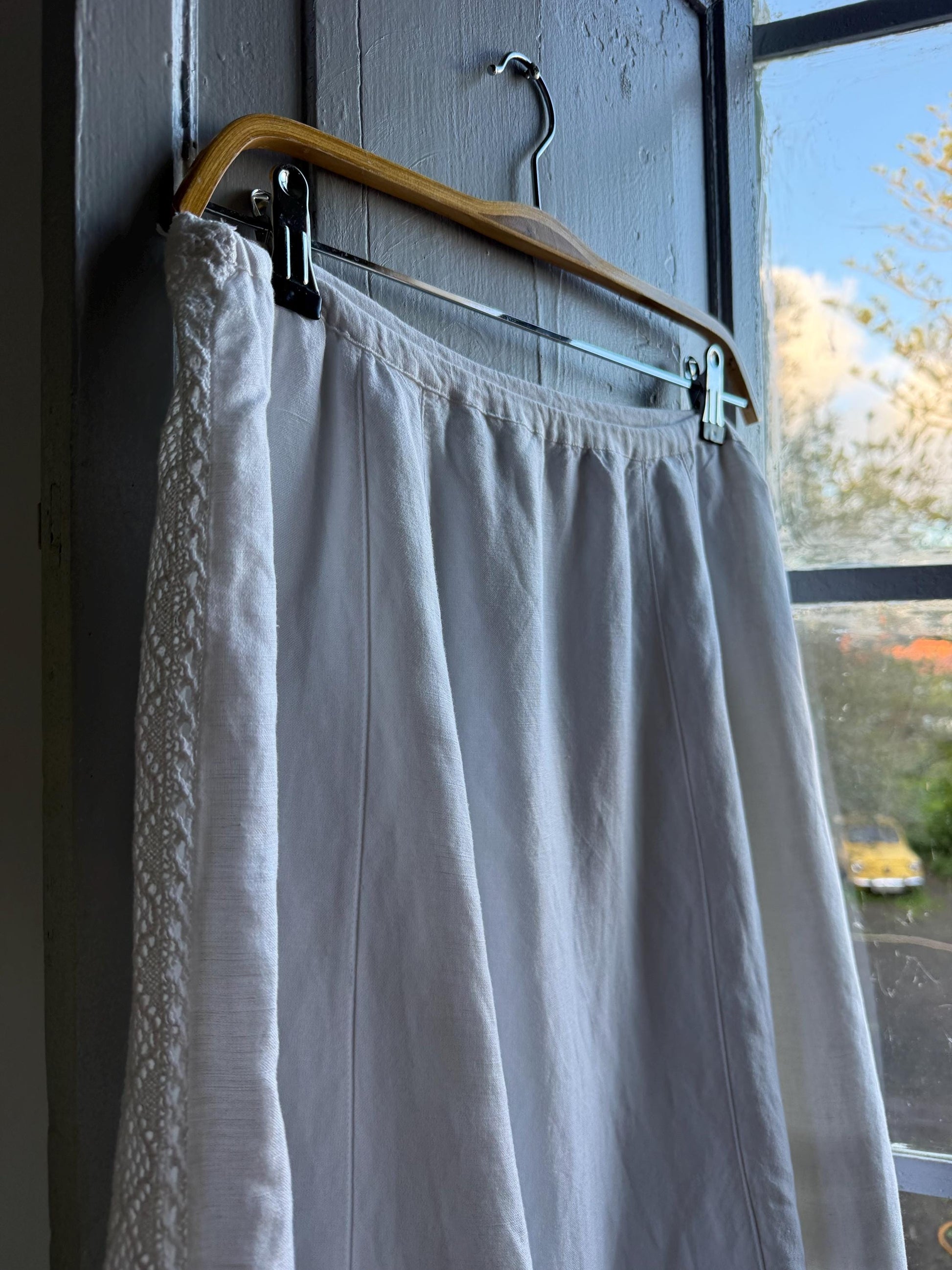 Cottagecore White Linen Blend Midi Skirt — additional view 6