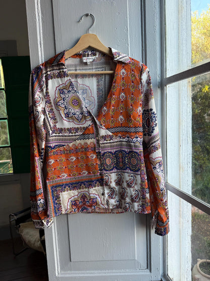 Colourful Floral Print Women's Blouse — back view