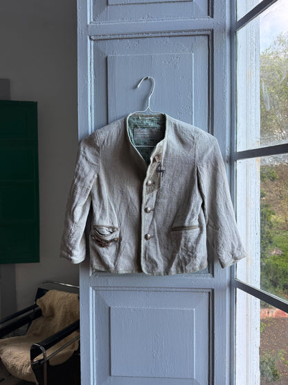 Vintage Linen Jacket for Kids — fabric close-up