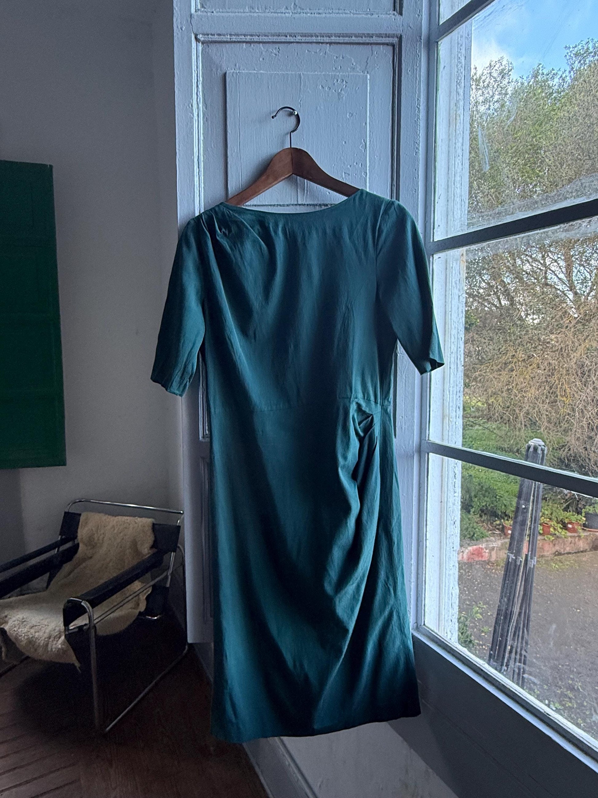 Teal Fitted Evening Dress by Max & Co. — back view