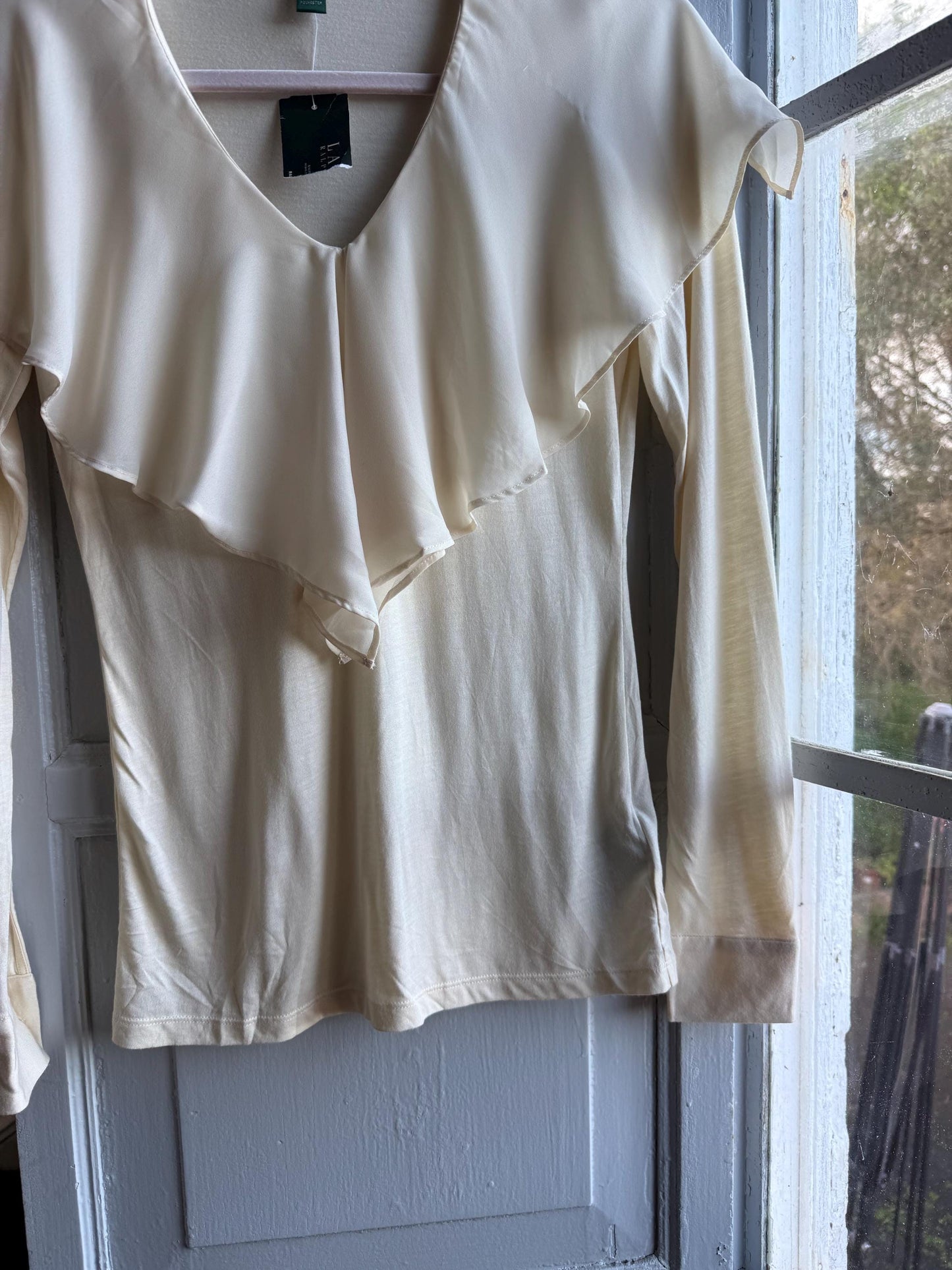 Ralph Lauren Off-White Ruffle Neck Blouse — additional view 6