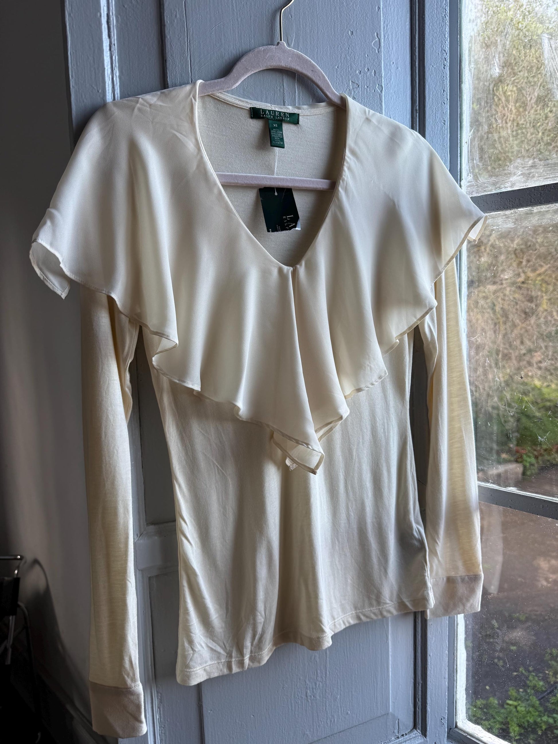Ralph Lauren Off-White Ruffle Neck Blouse — additional view 5