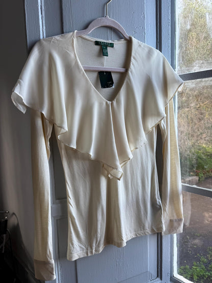 Ralph Lauren Off-White Ruffle Neck Blouse — additional view 5