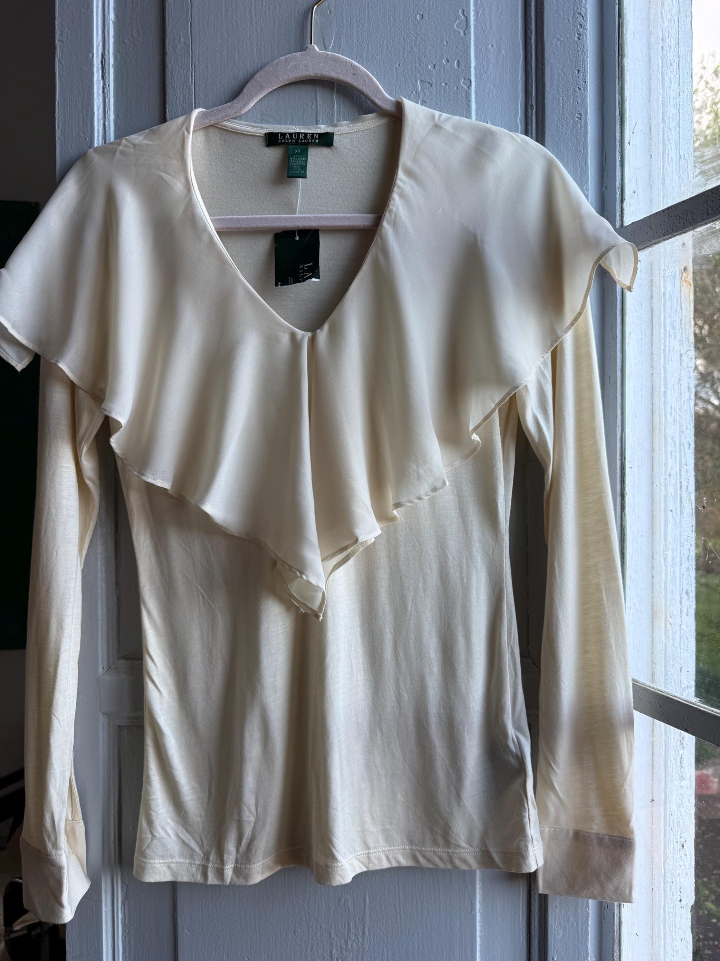 Ralph Lauren Off-White Ruffle Neck Blouse — additional view 7