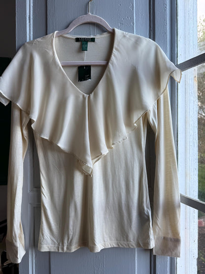 Ralph Lauren Off-White Ruffle Neck Blouse — additional view 7