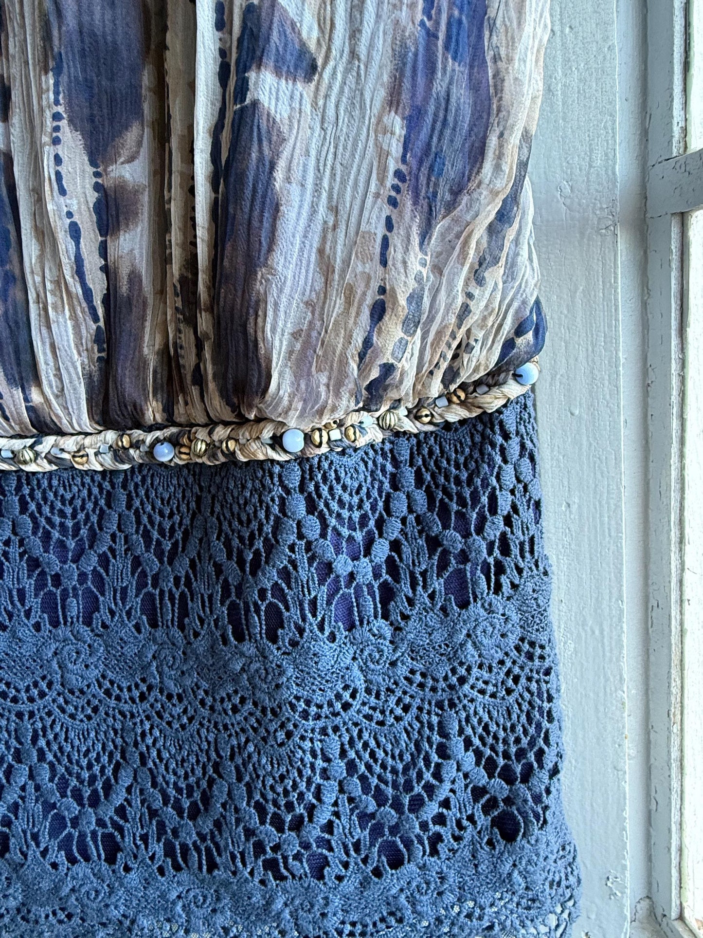 Silk Blue Tie Dye Bow Dress — additional view 7