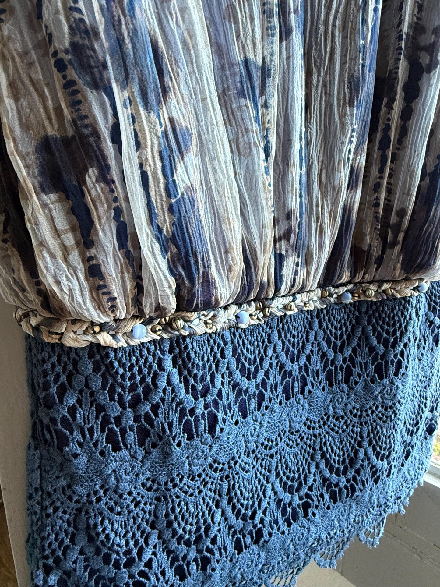 Silk Blue Tie Dye Bow Dress — additional view 6