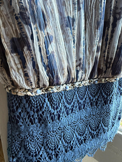 Silk Blue Tie Dye Bow Dress — additional view 6