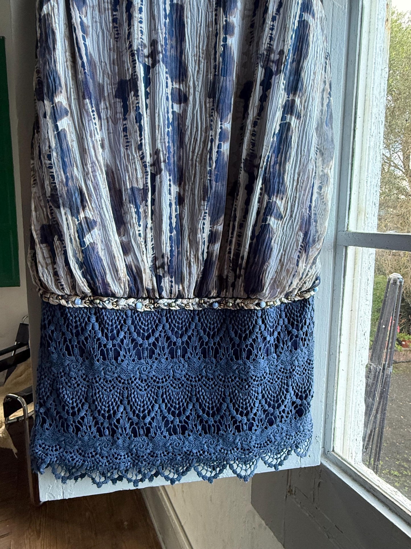 Silk Blue Tie Dye Bow Dress — additional view 5