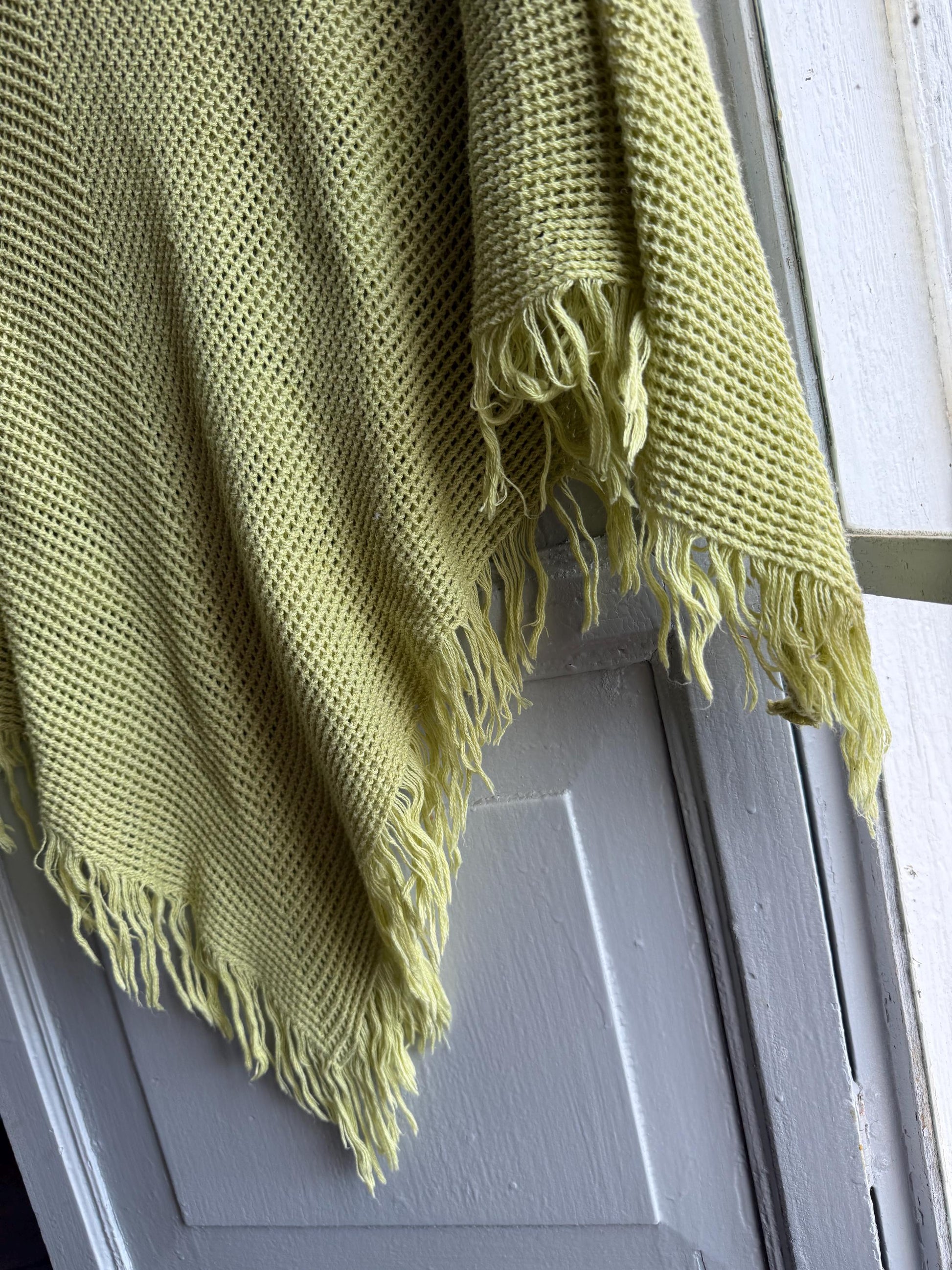 Vintage Green Kids' Poncho, Open Knit — additional view 6
