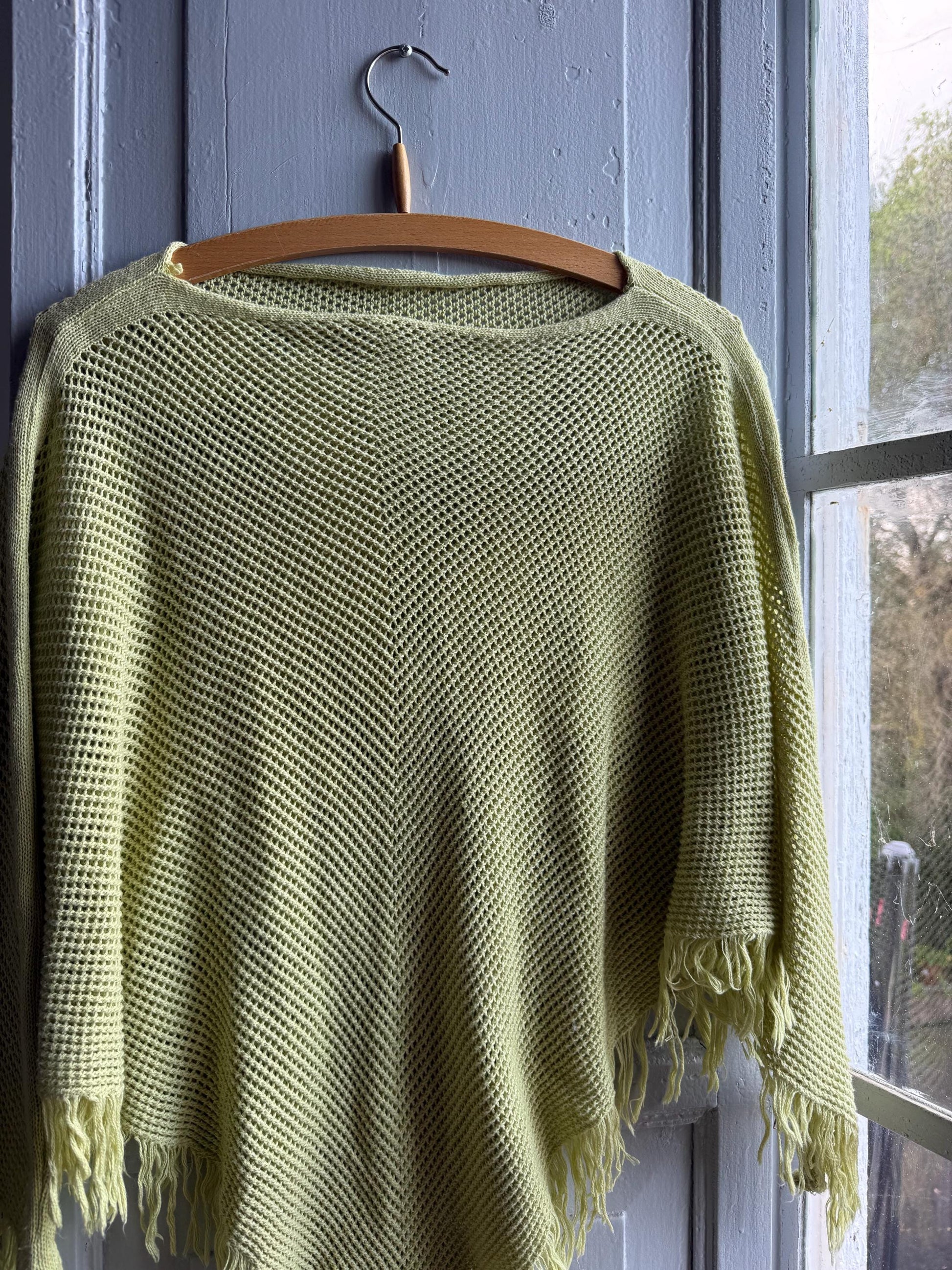 Vintage Green Kids' Poncho, Open Knit — additional view 9