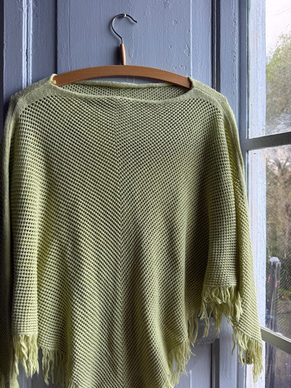 Vintage Green Kids' Poncho, Open Knit — additional view 9