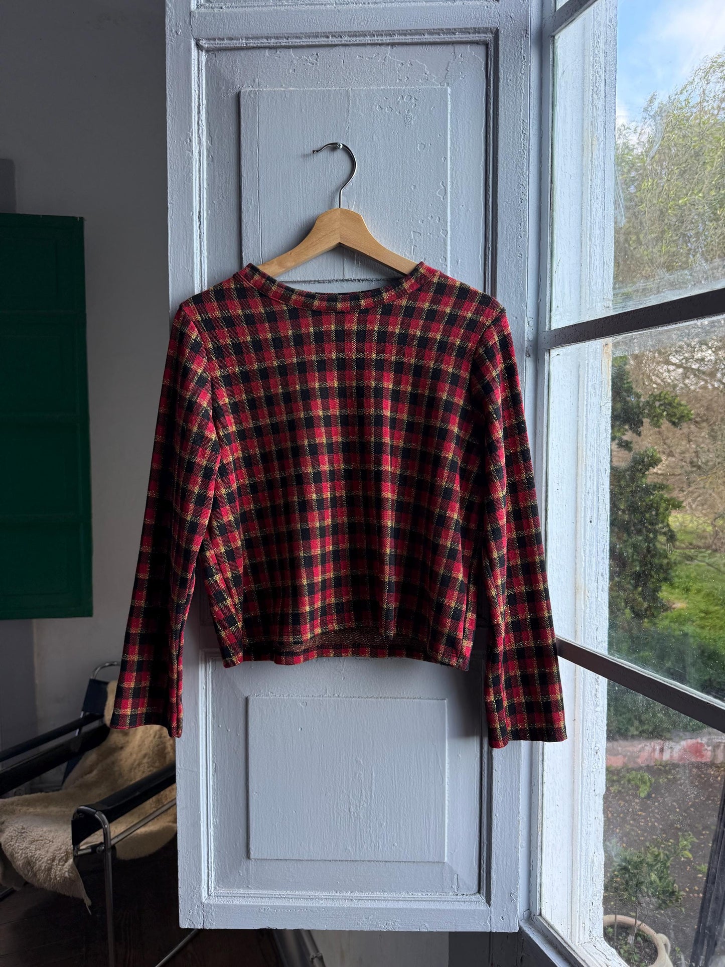 Vintage Plaid Gold Shimmer Women's Shirt — additional view 5