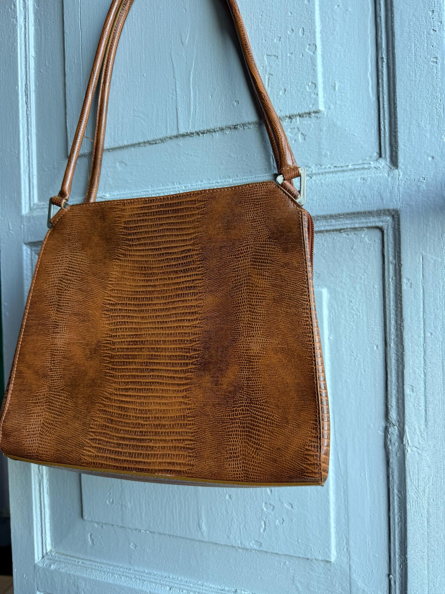 Vintage Brown Faux Snake Leather Handbag — additional view 9
