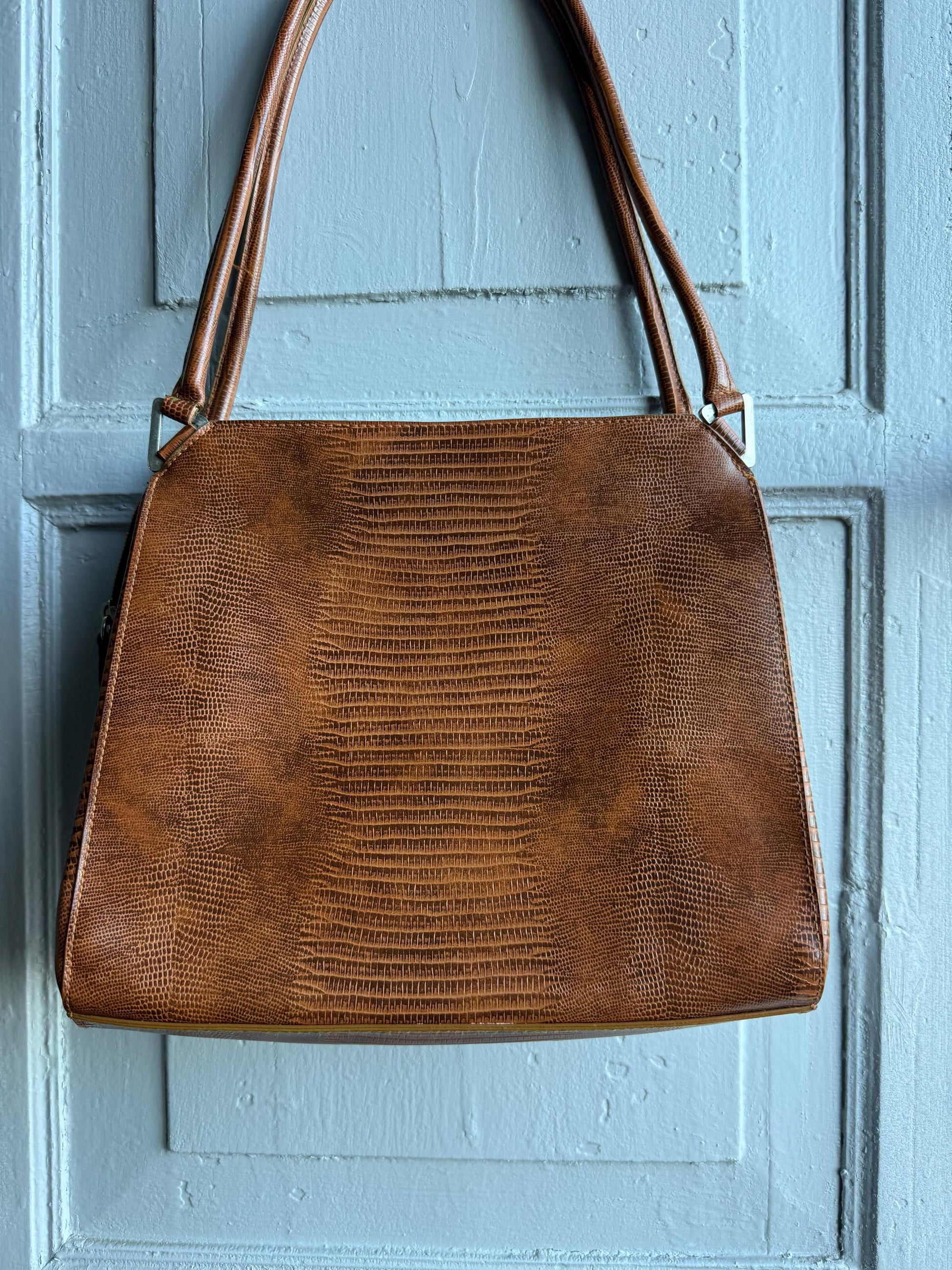 Vintage Brown Faux Snake Leather Handbag — additional view 8