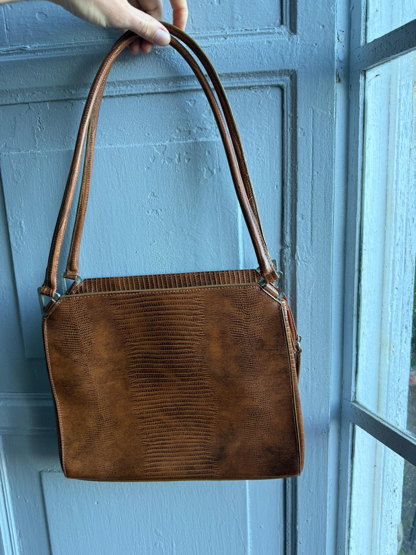 Vintage Brown Faux Snake Leather Handbag — additional view 12